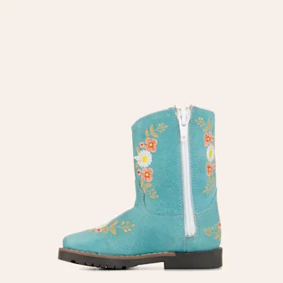 Smoky Mountain Toddler's Autry Turquoise with Floral Embroidery Wide Square Toe Cowboy Boots