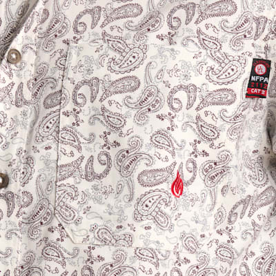 Forge Men's White & Gray Paisley Print FR Long Sleeve Shirt