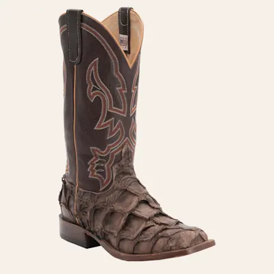 Anderson Bean Men's Distressed Brown Big Bass and Chocolate Wide Square Toe Cowboy Boot