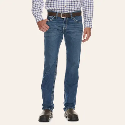 Ariat Men's Adkins M7 Medium Wash Durastretch FR Straight Leg Work Jeans