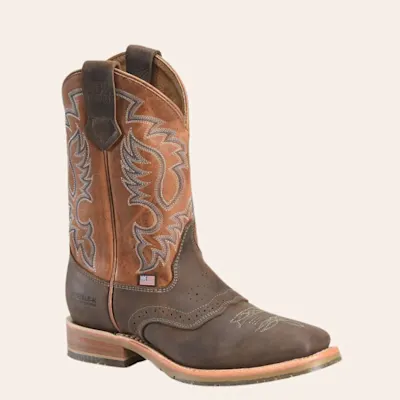 Double H Men’s Almond Barnyard Camel ICE Collection Leather Square Toe Cowboy Boots