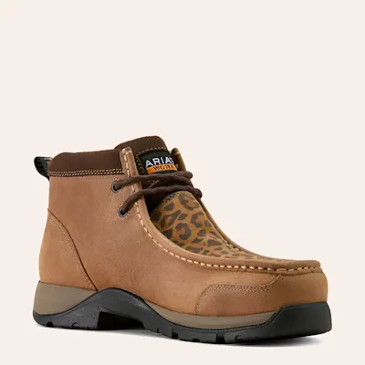 Ariat Women's Chestnut & Cheetah Print Leather Composite Round Toe Work Boots