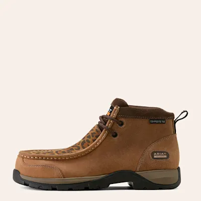Ariat Women's Chestnut & Cheetah Print Leather Composite Round Toe Work Boots