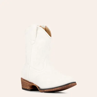 Roper Toddler Girls' Riley White Faux Leather Snip Toe Cowboy Boots