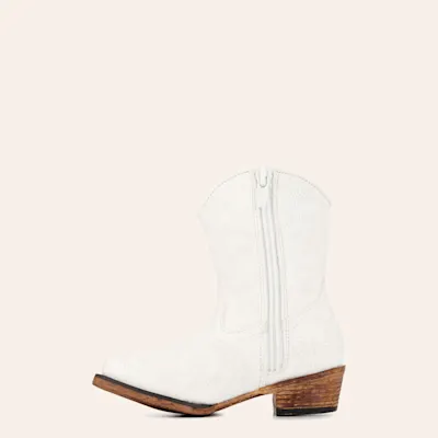 Roper Toddler Girls' Riley White Faux Leather Snip Toe Cowboy Boots