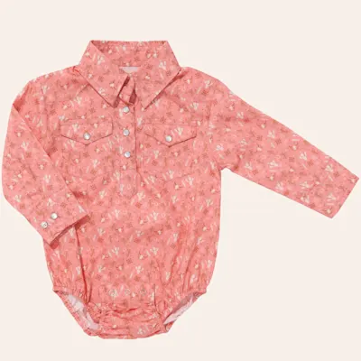 Rockin' C Infant Girl's Coral Western Print Onesie
