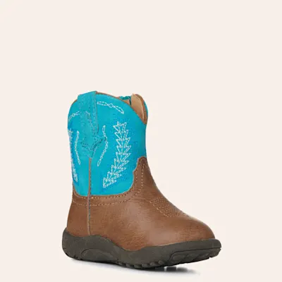 Roper Infant Tan and Blue Round Toe Cowboy Boots