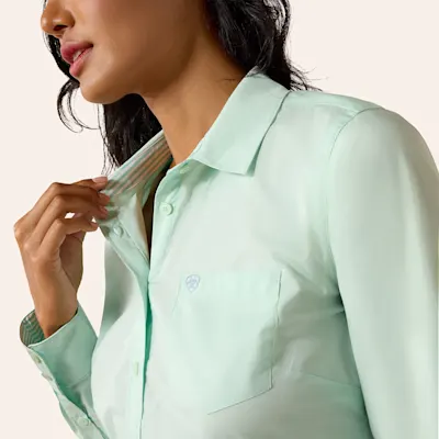 Ariat Women's Team Kirby Dusty Aqua Long Sleeve Shirt
