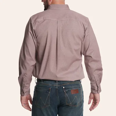Aarco Men's Burgundy Fire Resistant Long Sleeve Western Work Shirt