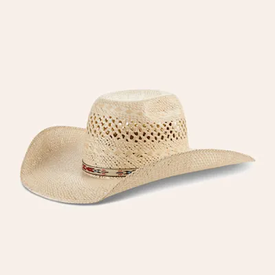 Rafter C Men's Ivory and Tan Twisted Weave Punchy Straw Cowboy Hat