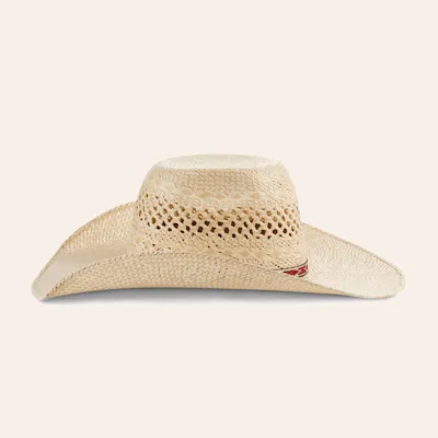 Rafter C Men's Ivory and Tan Twisted Weave Punchy Straw Cowboy Hat