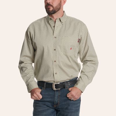 Forge Men’s Flame Resistant Tan Long Sleeve Wallpaper Print Shirt