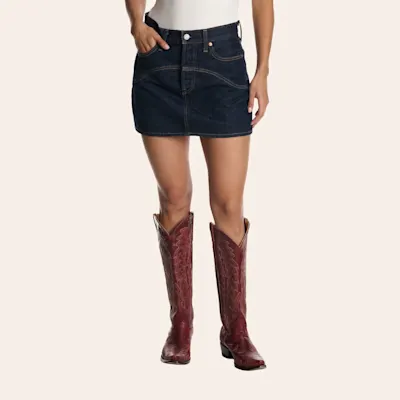 Levi's Women's Medium Wash Iconic Western Yoke Mini Skirt
