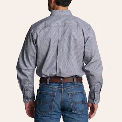 Forge Men's Blue Diamond Geo Print FR Long Sleeve Shirt