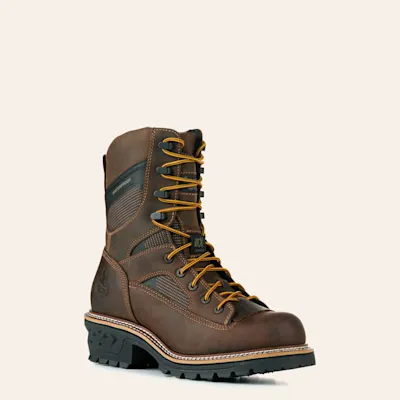 Georgia Men's LTX Logger Brown Waterproof Round Composite Toe Lace Up Work Boots