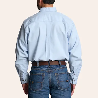 Forge Men's Light Blue Diamond Geo Print FR Long Sleeve Shirt