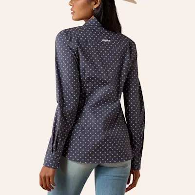 Ariat Women's Kirby Navy Horseshoe Print Long Sleeve Shirt