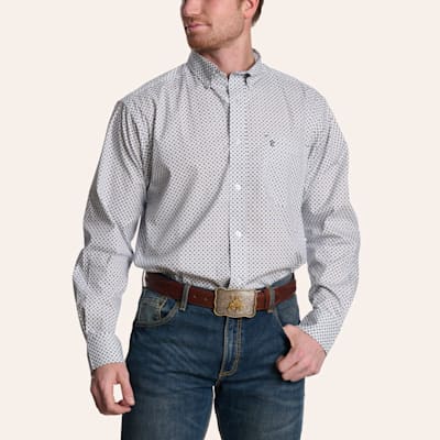 Rafter C Men's Blue Geo Print Long Sleeve Shirt