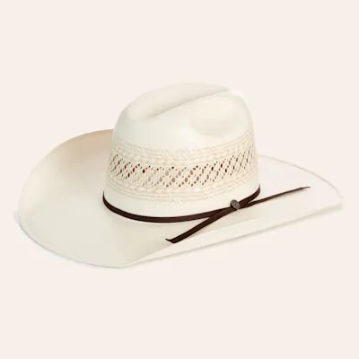 Rafter C Shantung Ivory Vented Cattleman Crown Straw Cowboy Hat