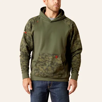 Ariat Men's FR Army Green Camo Digi DuraStretch Patriot Work Hoodie