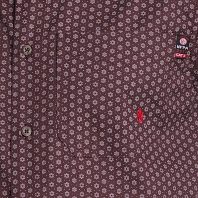 Forge Men's Burgundy Geo Print FR Long Sleeve Shirt