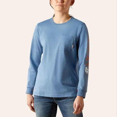 Ariat Women's Light Blue FR Stretch Logo T-Shirt