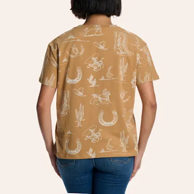 Blue B Women's Tan Western Icon Graphic T-Shirt