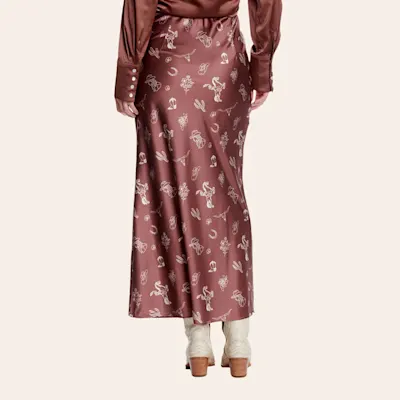 Rockin' C Women's Brown & White Western Print Maxi Skirt 2 Rockin' C Women's Brown & White Western Print Maxi Skirt