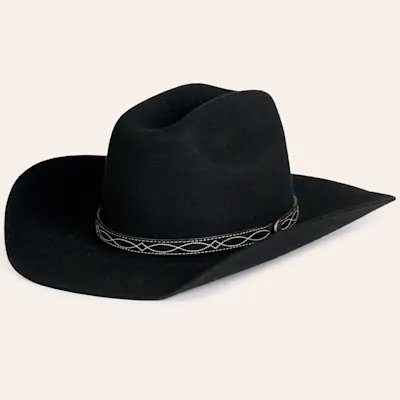 Rockin' C Women's Black Cattleman Creased Boot Stitched Band Felt Cowboy Hat