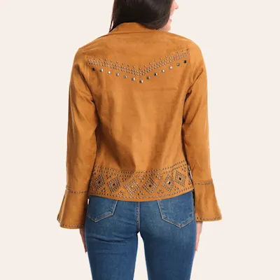 Rockin' C Women's Caramel Faux Suede Studded Jacket