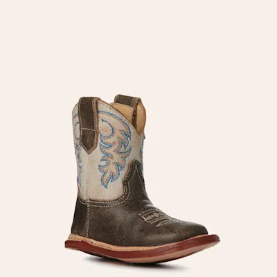 Roper Infant Cowbaby Parker Brown and Cream Square Toe Cowboy Boots