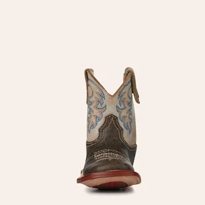 Roper Infant Cowbaby Parker Brown and Cream Square Toe Cowboy Boots
