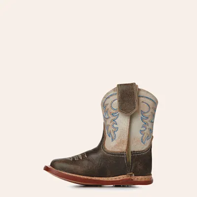 Roper Infant Cowbaby Parker Brown and Cream Square Toe Cowboy Boots
