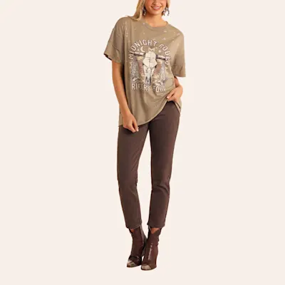 Rock & Roll Denim Women's Midnight Rodeo Graphic T-Shirt - Plus Sizes