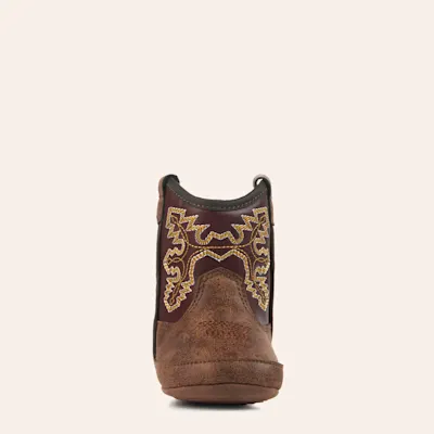 Twister Infant Blake Baby Bucker Tan and Maroon Western Booties