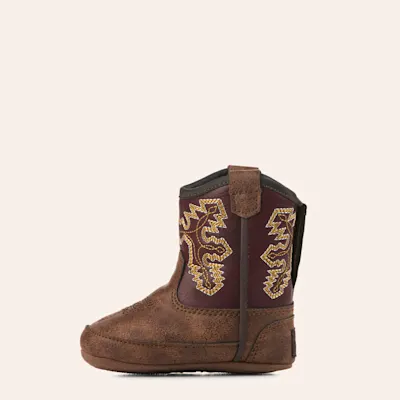 Twister Infant Blake Baby Bucker Tan and Maroon Western Booties