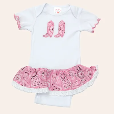 Baby Korral White and Pink Bandanna Onesie