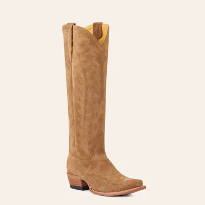 JRC & Sons Women’s Nancy Sand Suede Snip Toe Tall Cowboy Boots