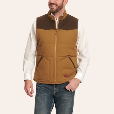Rafter C Men's Camel & Chocolate Puff Canvas Vest