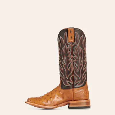 Cavender's Men's Lainey Chocolate & Tan Full Quill Ostrich Wide Square Toe Cowboy Boots 3 Cavender's Men's Lainey Chocolate & Tan Full Quill Ostrich Wide Square Toe Cowboy Boots
