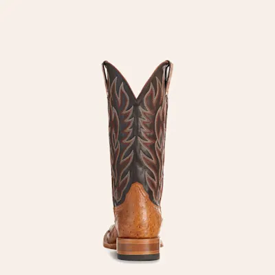 Cavender's Men's Lainey Chocolate & Tan Full Quill Ostrich Wide Square Toe Cowboy Boots 4 Cavender's Men's Lainey Chocolate & Tan Full Quill Ostrich Wide Square Toe Cowboy Boots