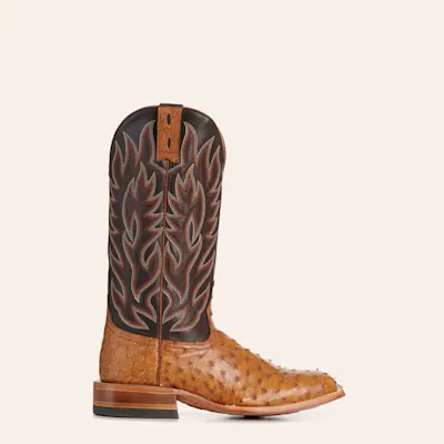 Cavender's Men's Lainey Chocolate & Tan Full Quill Ostrich Wide Square Toe Cowboy Boots 5 Cavender's Men's Lainey Chocolate & Tan Full Quill Ostrich Wide Square Toe Cowboy Boots