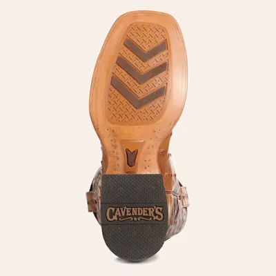 Cavender's Men's Lainey Chocolate & Tan Full Quill Ostrich Wide Square Toe Cowboy Boots 6 Cavender's Men's Lainey Chocolate & Tan Full Quill Ostrich Wide Square Toe Cowboy Boots