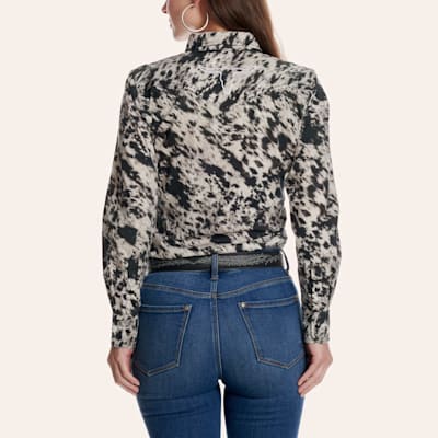 Cowgirl Hardware Women's Cowhide Print Western Shirt