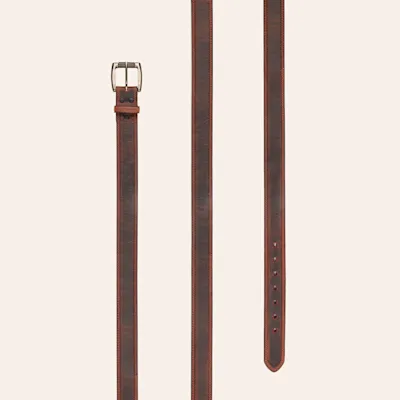 AndWest Men's Tan Leather with Knurled Roller Buckle Western Belt