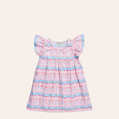 Rockin C Girl's Aztec Print Ruffled & Smocked Dress