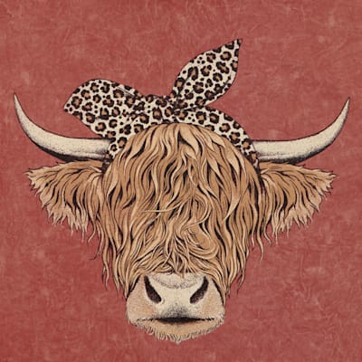 Lotus Fashion Women's Vintage Wine Highland Cow Graphic T-Shirt - Plus Sizes