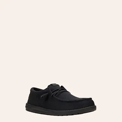 Hey Dude Men's Black Wally Funk Monochrome Lace Moccasin Shoe