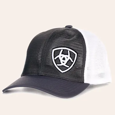 Ariat Men's Charcoal & White Offset Shield Logo FlexFit Cap
