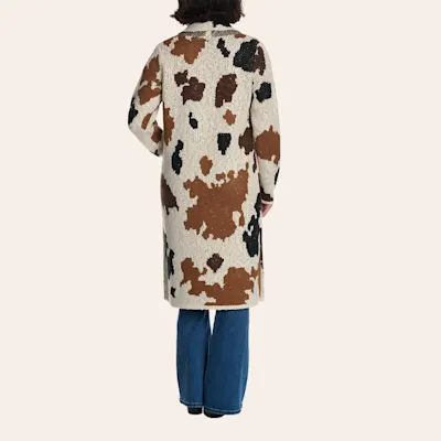 Cotton & Rye Women's Cream Cow Print Knit Duster